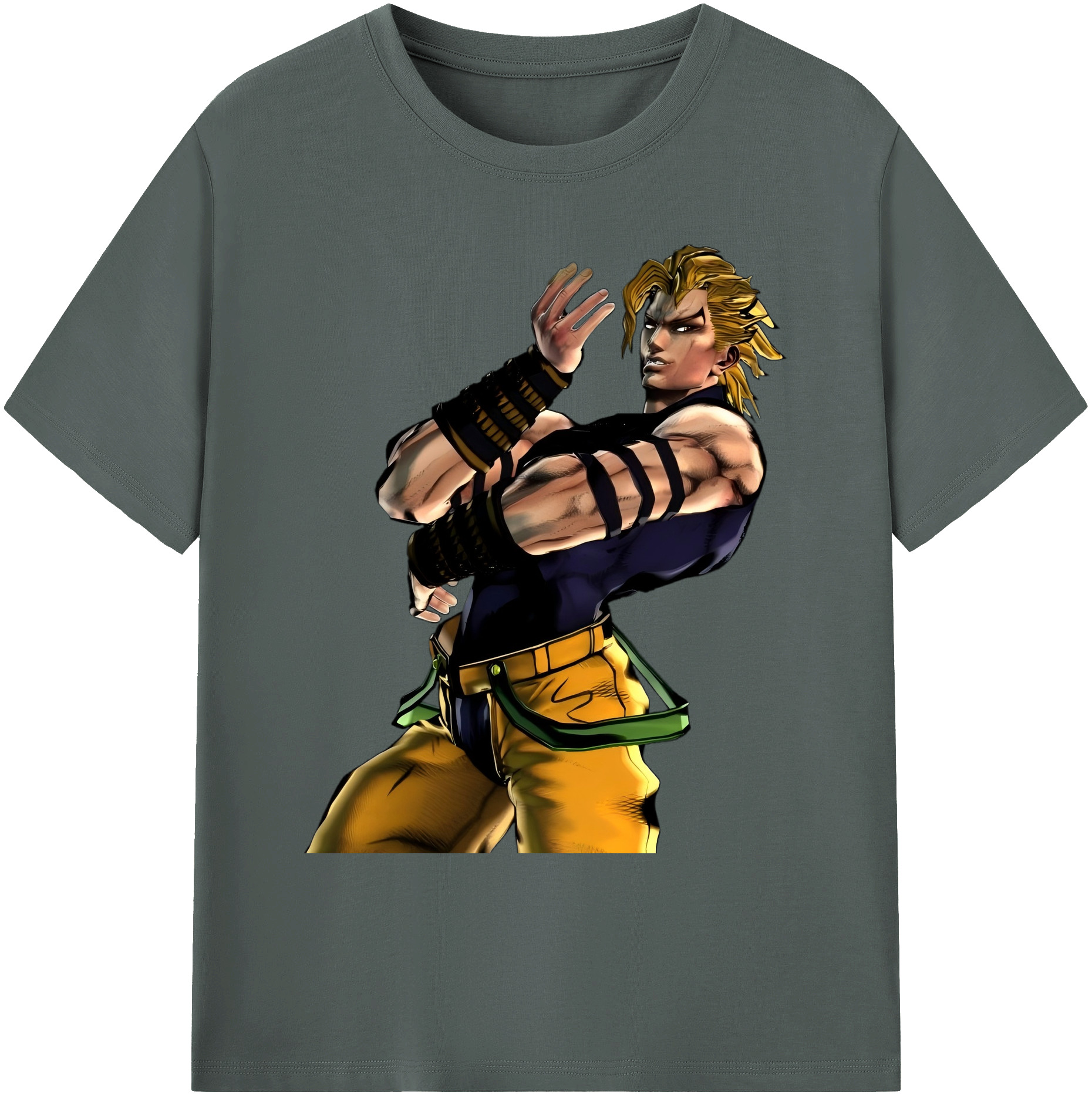 （画像用） ジョジョの奇妙な冒険 ディオ?ブランドー JoJo's Bizarre Adventure Dio Brando 綿100％ メンズ半袖Tシャツ｜肌触りやわらか＆通気性